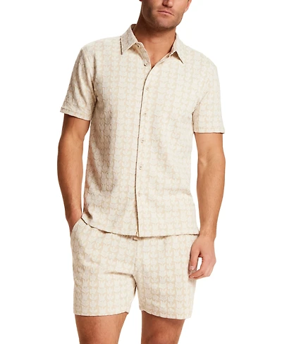 Weatherproof Vintage Men's Short-Sleeve Floral Jacquard Coatfront Shirt