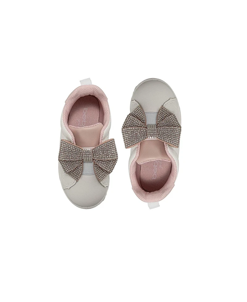 Bebe Little Girls Sneakers – Cute Casual Slip On Shoes Fashion with Rhinestone Bow