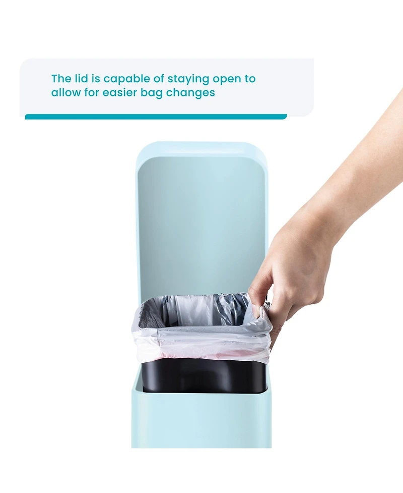 Home Zone Living 1.3 Gallon Slim Stainless Steel Trash Can with Step On Pedal and Soft Close Lid