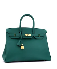 Pre-Owned HERMES Birkin 35 Handbag Green Epsom with Gold Hardware