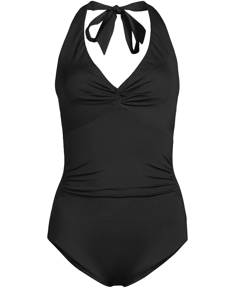 Lands' End Women's Knot Twist Halter One Piece