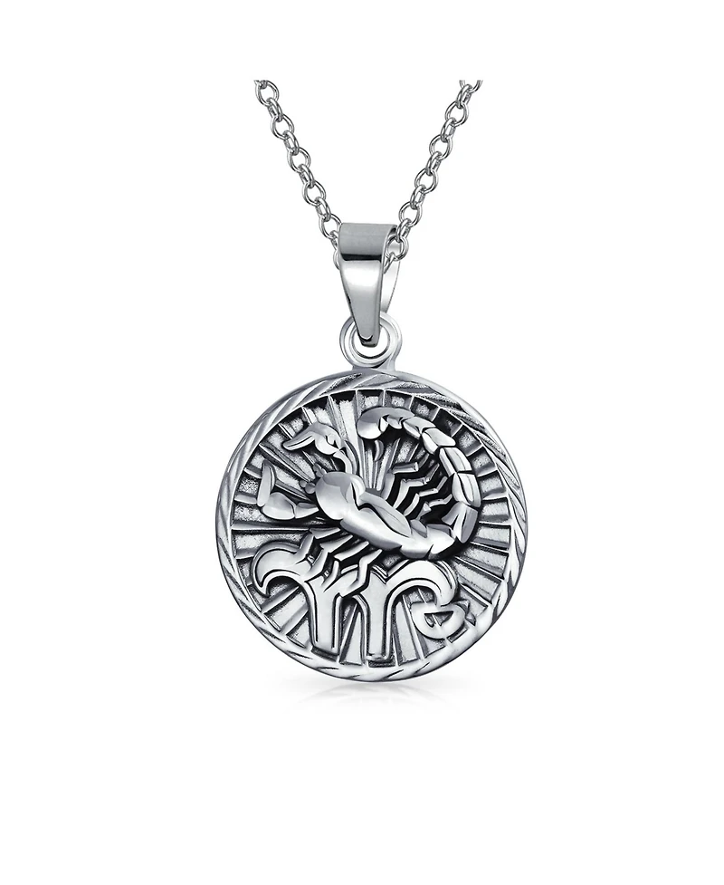 Bling Jewelry Astrology Zodiac Symbol Scorpio Sign Medallion Pendant Necklace .925 Sterling Silver