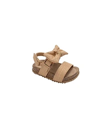 Pixie Bloom Little Girls Sandals – Cute Footbed and Flat Summer Shoes with Puffy Bow