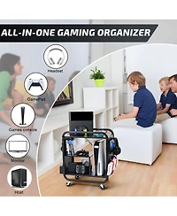 Mythinglogic Gaming Station Organizer, Metal Game Controller Holder, Video Game Console Storage Rack, Game Organizer Storage