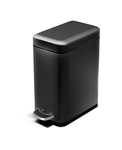 Home Zone Living 1.3 Gallon Slim Stainless Steel Trash Can with Step on Pedal and Soft Close Lid