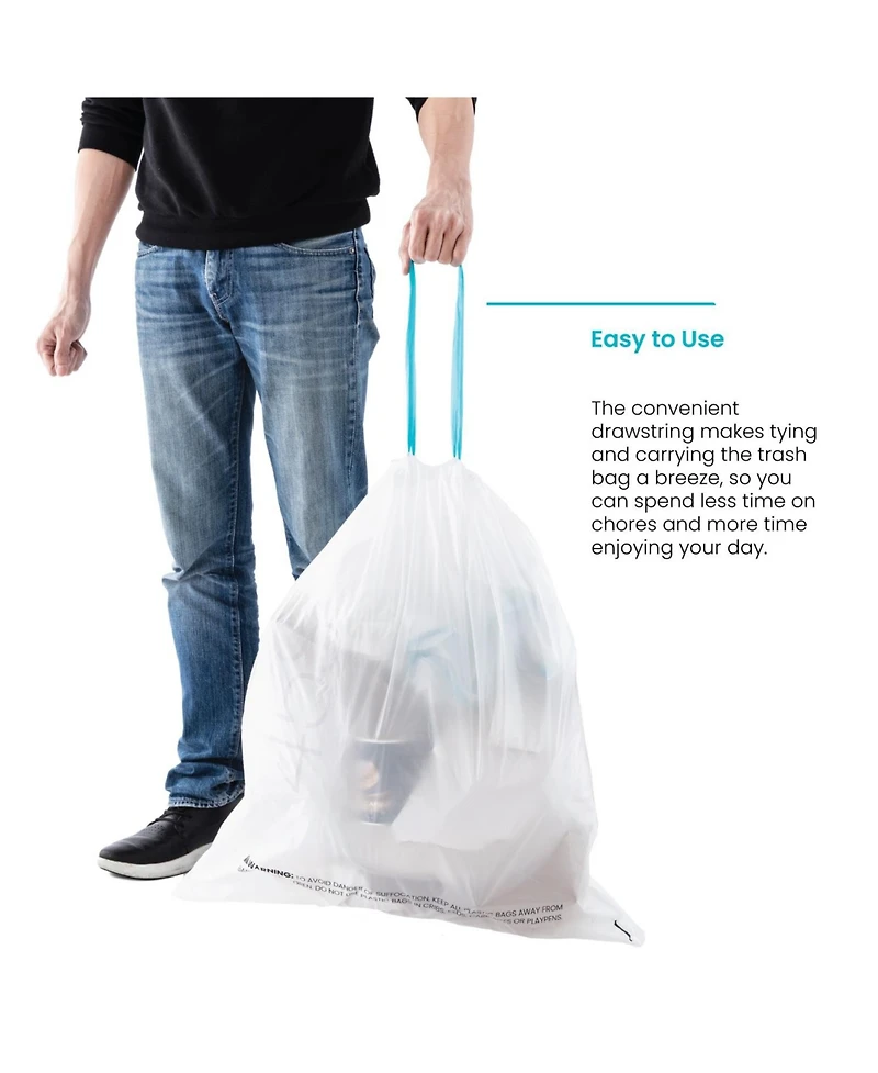 Home Zone Living Code 45S Drawstring Kitchen Trash Bags Custom Fit for 12 Gallon Bins, 30-Count