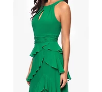 Xscape Women's Halter Tiered Ruffle Gown