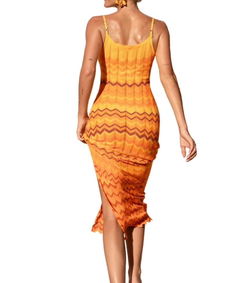 Cupshe Women's Flicker Chevron Cover-Up Maxi Beach Dress