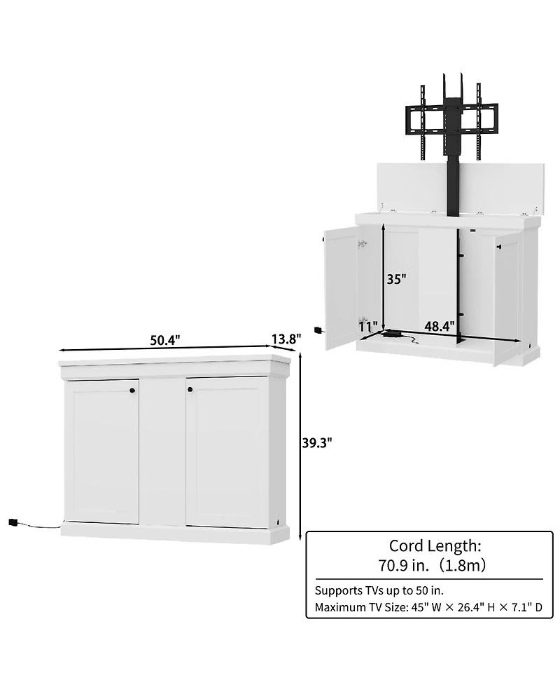 Homsee 50" Automatic Lifting Tv Stand with Remote Control and Safety Limiter