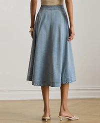 Lauren Ralph Women's Button-Front Denim Midi Skirt