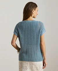 Lauren Ralph Lauren Women's Short-Sleeve V-Neck Ribbed Sweater