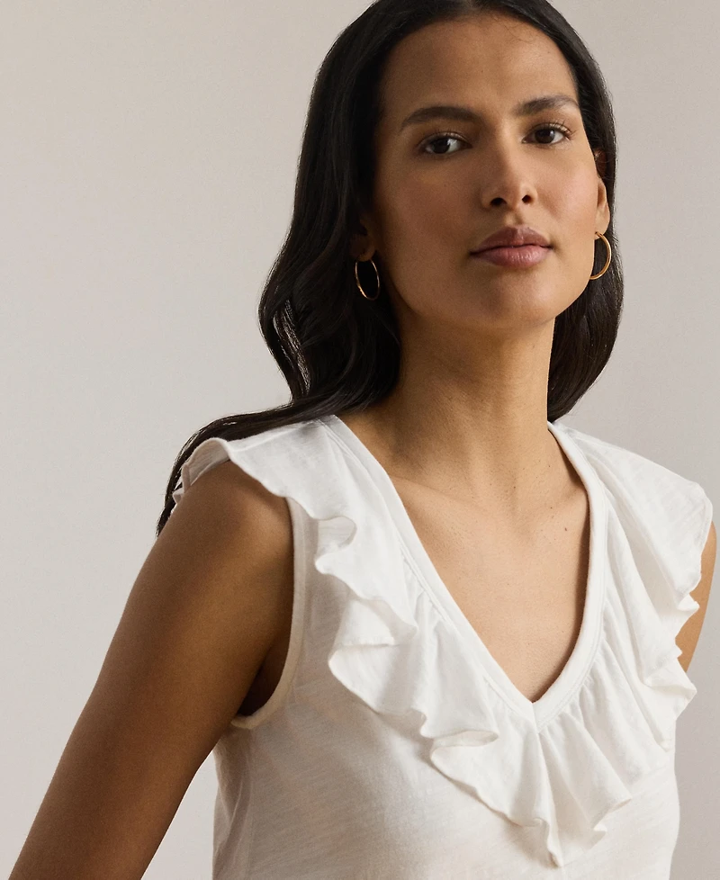 Lauren Ralph Women's Sleeveless V-Neck Top