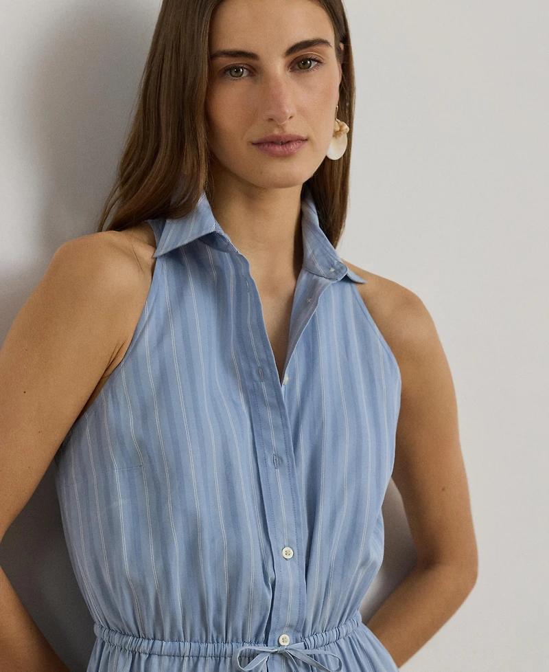 Lauren Ralph Women's Striped Spread Collar Shirt Dress