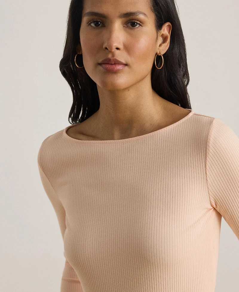 Lauren Ralph Women's Slim Fit Boat Neck Top