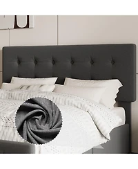 gaomonl Bed Frame 4 Storage Drawers Linen Upholstered Headboard Wooden Slats No Box Spring Button Tufted