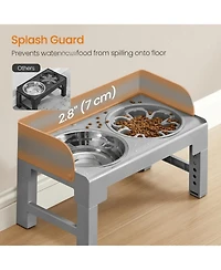 Aronkl Dog Elevated Stand with Slow Feeder & 2 Stainless Steel Bowls Adjustable Height Tilted Design