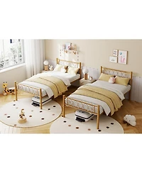 gaomon Metal Bed Frame - Headboard and Footboard with Iron Heart Design, Platform for Boys Girls, No Box Spring Needed