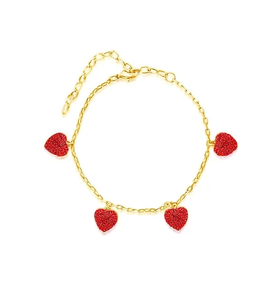 Chanteur Girls 18K Yellow Gold Plated Heart Charm Bracelet