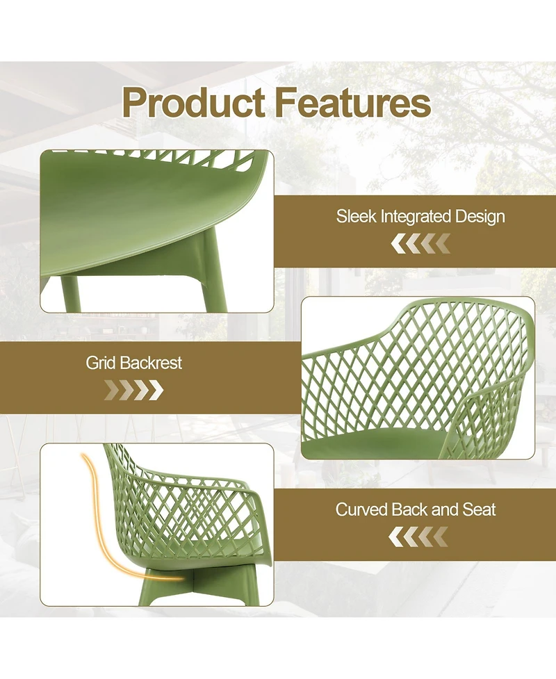 Aoodor Modern Dining Chairs Set of 4, Weather-Resistant Plastic Cafe Chairs with Ergonomic Back and Non-Slip Pad, Suitable for Patio, Restaurant