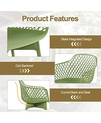 Aoodor Modern Dining Chairs Set of 4, Weather-Resistant Plastic Cafe Chairs with Ergonomic Back and Non-Slip Pad, Suitable for Patio, Restaurant