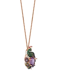 Lali Jewels Multi-Gemstone (4-1/3 ct. t.w.) Peacock Pendant Necklace in 14k Rose Gold, 16" + 2" extender