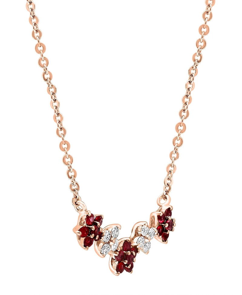 Sapphire (3/8 ct. t.w.) & Diamond Flower Collar Necklace 14k White Gold, 16" + 2" extender (Also Ruby)