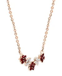 Sapphire (3/8 ct. t.w.) & Diamond Flower Collar Necklace 14k White Gold, 16" + 2" extender (Also Ruby)