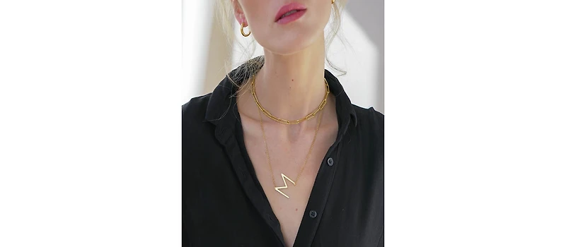 Oak & Luna Sideways Initial Necklace Gold Plated Sterling Silver