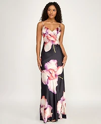 Seni & Cade Women's Large Floral Printed V-Neck Slip Dress