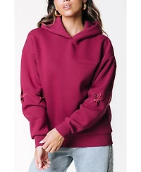 Colourful Rebel Women's Colorful Stars Embro Clean Hoodie Sweatshirts