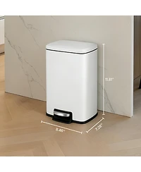 1.3 Gal./5 Liter Rectangular Matt White Step-on Trash Can for Bathroom and Office