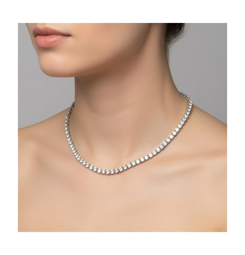 White Gold Plated And 14k Gold Plated Cubic Zirconia 3MM Tennis Necklace
