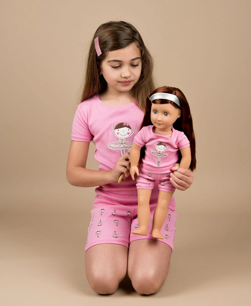 Leveret Big Girls Matching Doll Snug-Fit Cotton Short Sleeve Pajamas