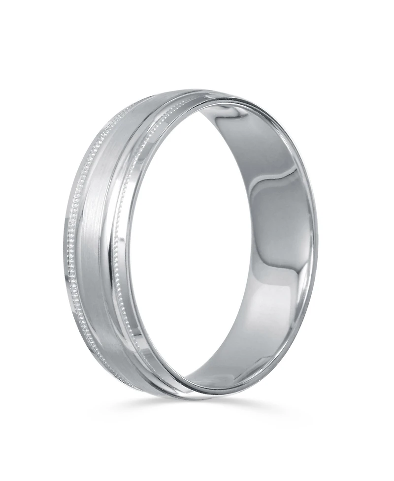 Men's High-Polished Etched Wedding Band 14k White Gold