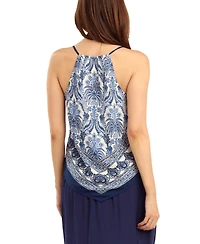 Bcx Women's Printed Triangle-Hem V-Neck Top