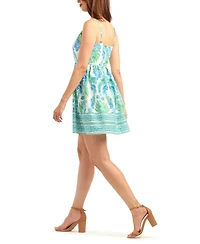 Bcx Women's Poplin Printed Sleeveless Square Neck Dress