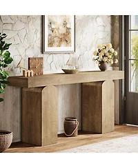 Tribesigns 63" Long Entryway Table, Farmhouse Console Table with 2 Arched Pedestal Legs
