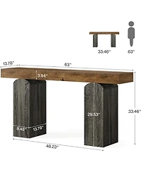Tribesigns 63" Long Entryway Table, Farmhouse Console Table with 2 Arched Pedestal Legs