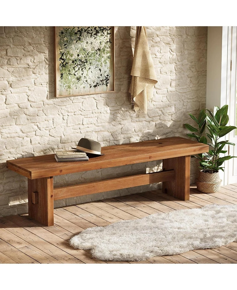 Tribesigns 63" Long Solid Wood Entryway Bench