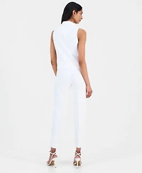 Anne Klein Womens Notch Lapel Vest Hollywood Waist Pull On Slim Pants