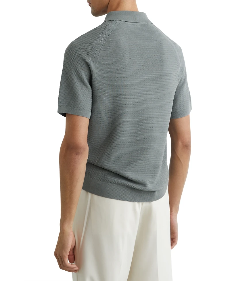 Reiss Men's Textured-Knit Half-Zip Polo Shirt