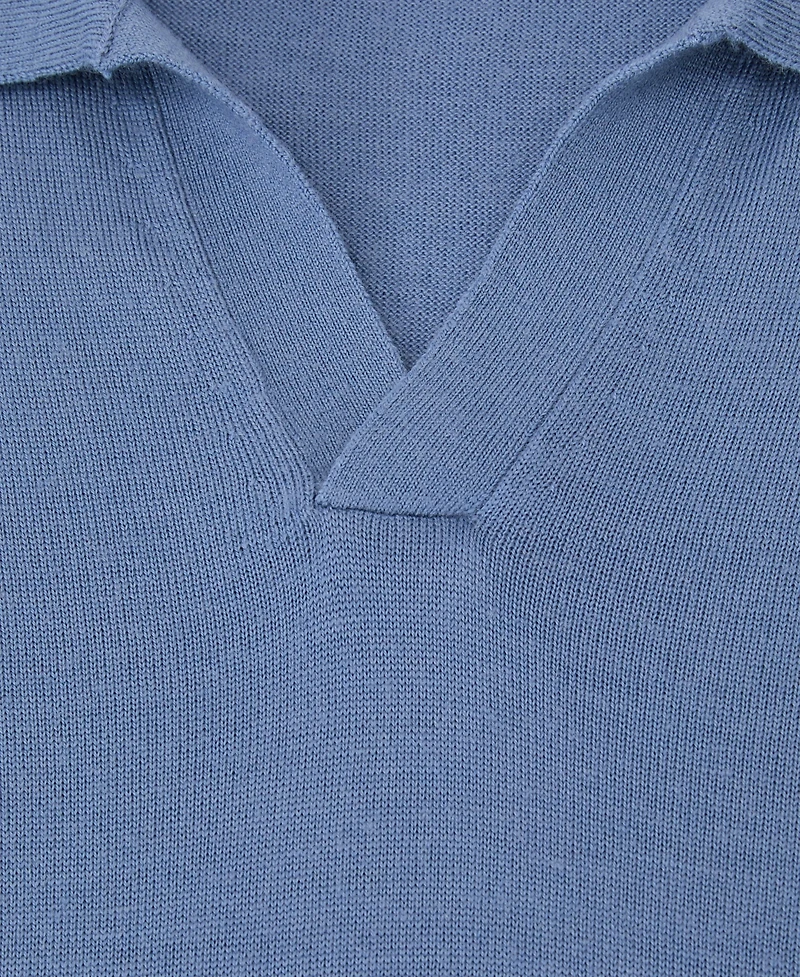 Reiss Men's Merino Wool Open-Collar Polo Shirt