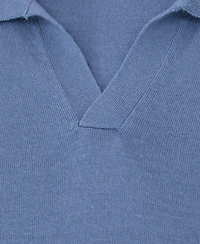 Reiss Men's Merino Wool Open-Collar Polo Shirt