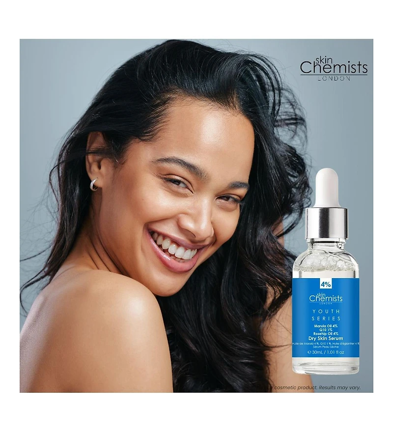 skinChemists Anti-Aging Dry Skin Serum Marula Oil 4%, Q10 1%, Rosehip Oil 4% 30ml