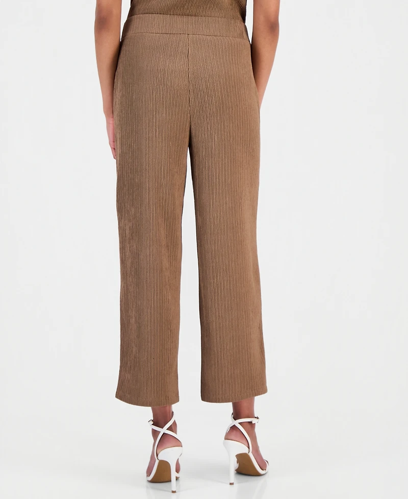 Anne Klein Women's Crinkle-Knit Pull-On Wide-Leg Pants