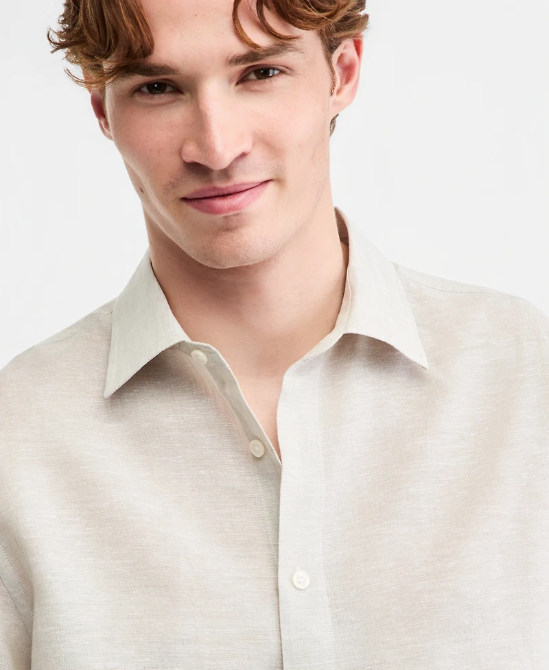 Club Room Men's Cross-Dye Linen Long-Sleeve Shirt, Macy's Exclusive