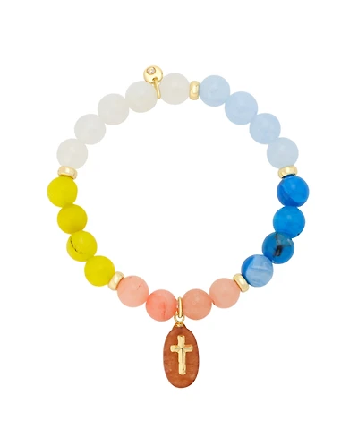 Unwritten Quartz and Cubic Zirconia Cross Charm Stretch Bracelet