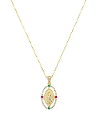 Unwritten Cubic Zirconia Virgin Mary Multi Color Pendant Necklace
