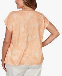 Hearts Of Palm Plus Printed V-neck Top