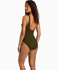 Lauren Ralph Women's Ruffle Surplice One-Piece Swimsuit
